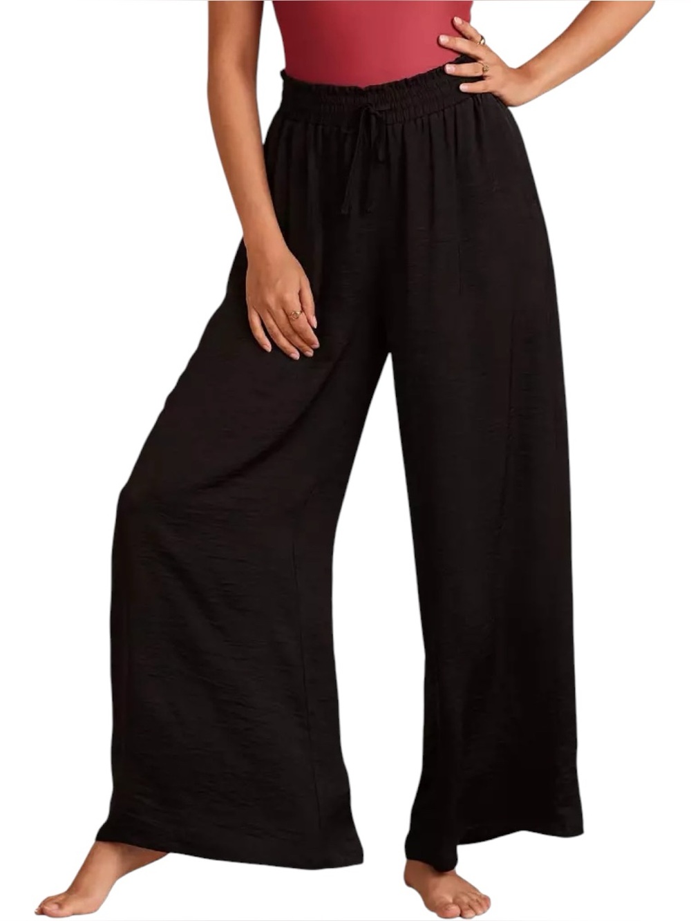 SUMMERSALT The Silky Luxe Palazzo Wide Leg Pants with Tie